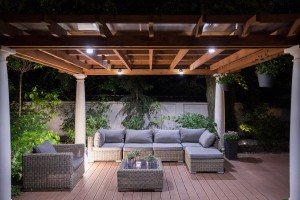 Deck lighting helps provide a great place to spend time on spring evenings.